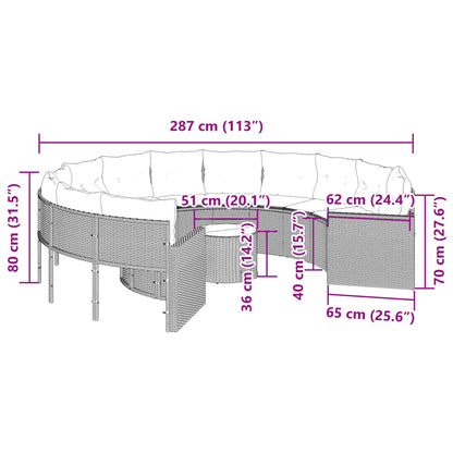 Tuinbank Met Tafel En Kussens Poly Rattan Grijs En Donkergrijs