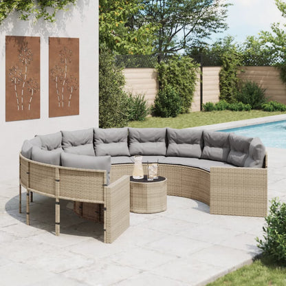 Tuinbank Met Kussens Poly Rattan Beige En Lichtgrijs