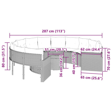 Tuinbank Met Tafel En Kussens Poly Rattan Zwart En Crèmewit