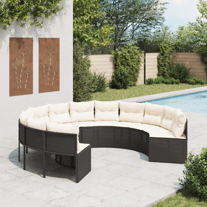 Tuinbank Met Kussens Poly Rattan Zwart En Crèmewit