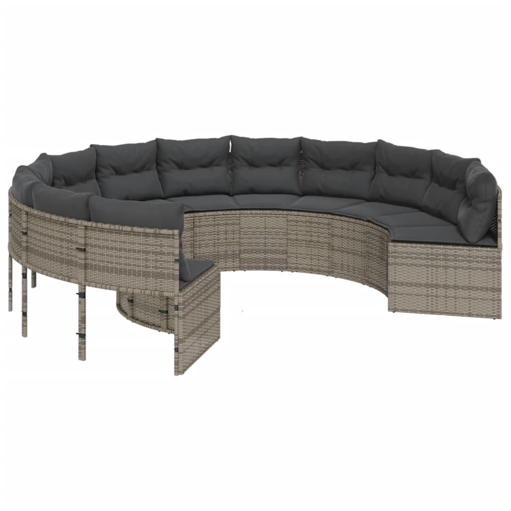 Tuinbank Met Kussens Poly Rattan Grijs En Donkergrijs