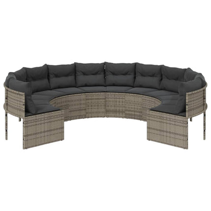 Tuinbank Met Kussens Poly Rattan Grijs
