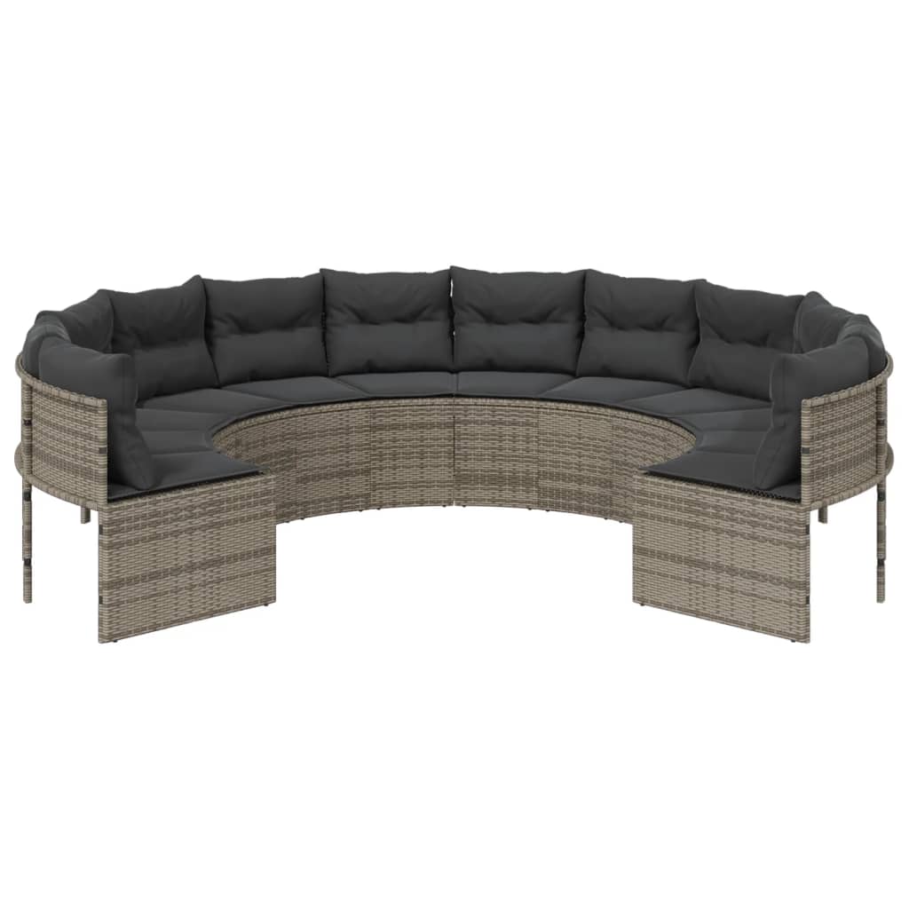 Tuinbank Met Kussens Poly Rattan Grijs En Donkergrijs