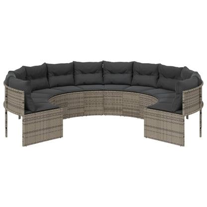 Tuinbank Met Kussens Poly Rattan Grijs En Donkergrijs