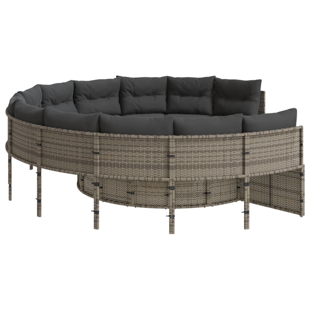 Tuinbank Met Kussens Poly Rattan Grijs En Donkergrijs