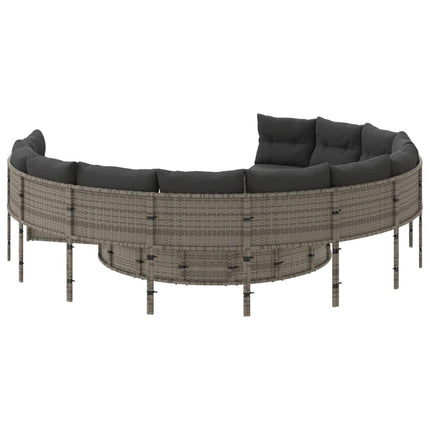 Tuinbank Met Kussens Poly Rattan Grijs