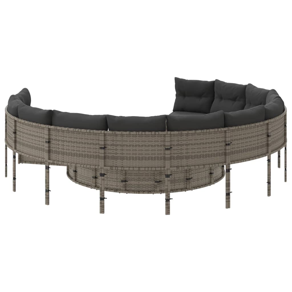 Tuinbank Met Kussens Poly Rattan Grijs En Donkergrijs