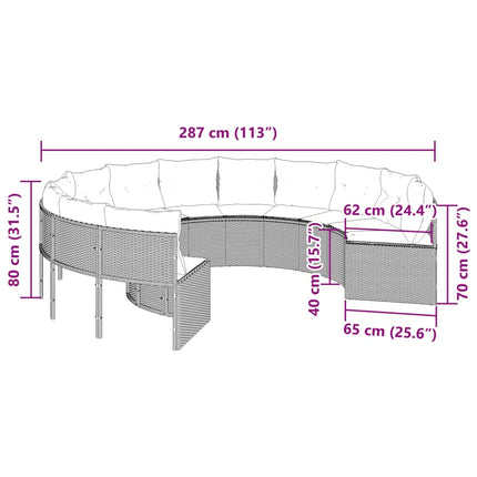 Tuinbank Met Kussens Poly Rattan Grijs