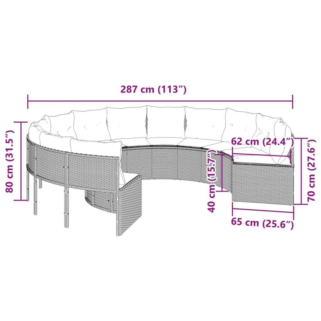 Tuinbank Met Kussens Poly Rattan Grijs En Donkergrijs