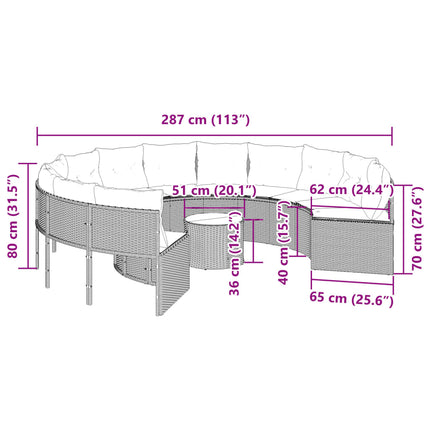 Tuinbank Met Tafel En Kussens Poly Rattan Grijs En Donkergrijs
