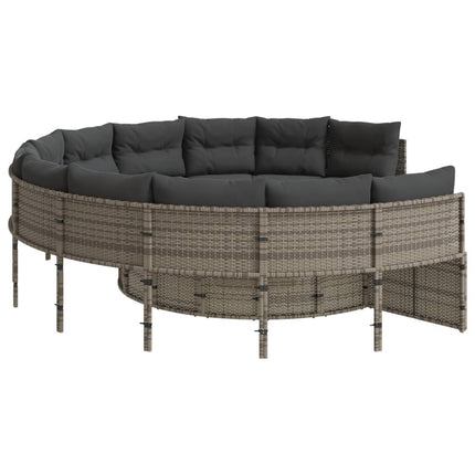 Tuinbank Met Tafel En Kussens Poly Rattan Grijs En Donkergrijs