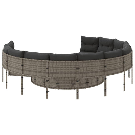 Tuinbank Met Tafel En Kussens Poly Rattan Grijs En Donkergrijs