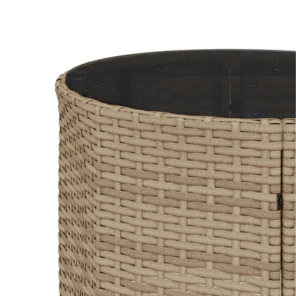 Tuinbank Met Tafel En Kussens Poly Rattan Beige En Lichtgrijs