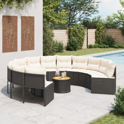 Tuinbank Met Kussens Poly Rattan Zwart En Crèmewit