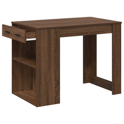 Bureau Met Lade En Plank 102X62X77,5Cm Bewerkt Hout Bruin Eiken
