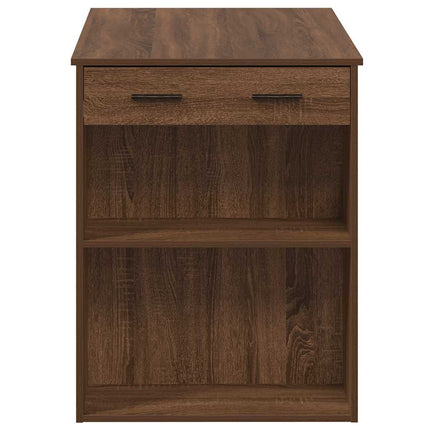 Bureau Met Lade En Plank 102X62X77,5Cm Bewerkt Hout Bruin Eiken