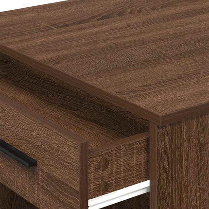 Bureau Met Lade En Plank 102X62X77,5Cm Bewerkt Hout Bruin Eiken