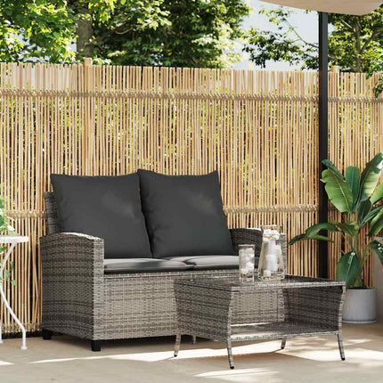 Tuinbank 2-Zits Met Kussens & Tafel Poly Rattan