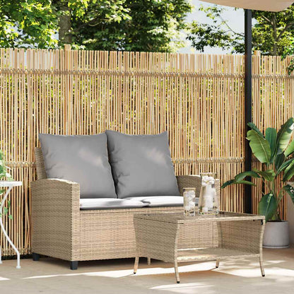 Tuinbank 2-Zits Met Kussens & Tafel Poly Rattan