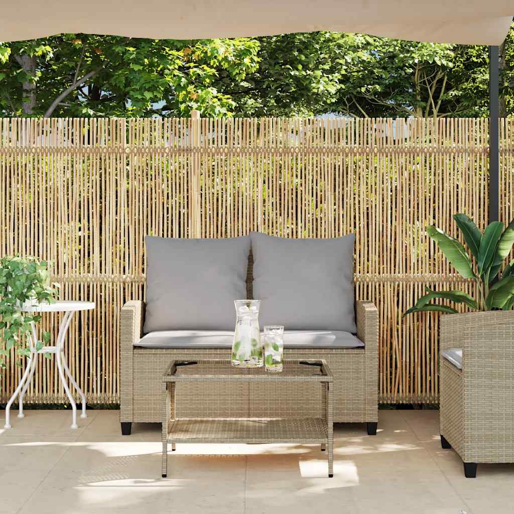 Tuinbank 2-Zits Met Kussens & Tafel Poly Rattan