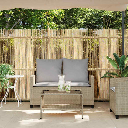 Tuinbank 2-Zits Met Kussens & Tafel Poly Rattan