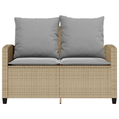 Tuinbank 2-Zits Met Kussens & Tafel Poly Rattan