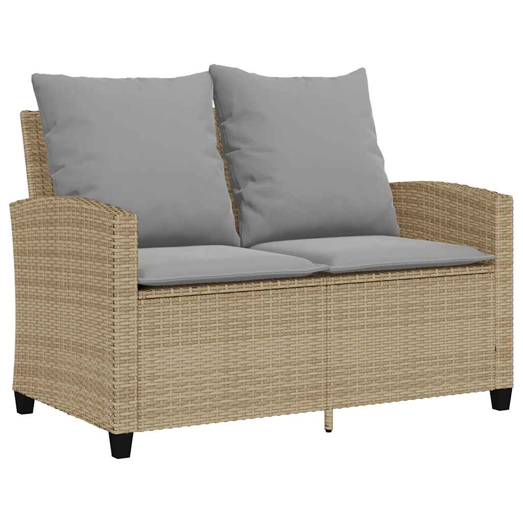 Tuinbank 2-Zits Met Kussens & Tafel Poly Rattan