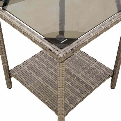 Tuinbank Met Tafel En Kussens L-Vormig Poly Rattan
