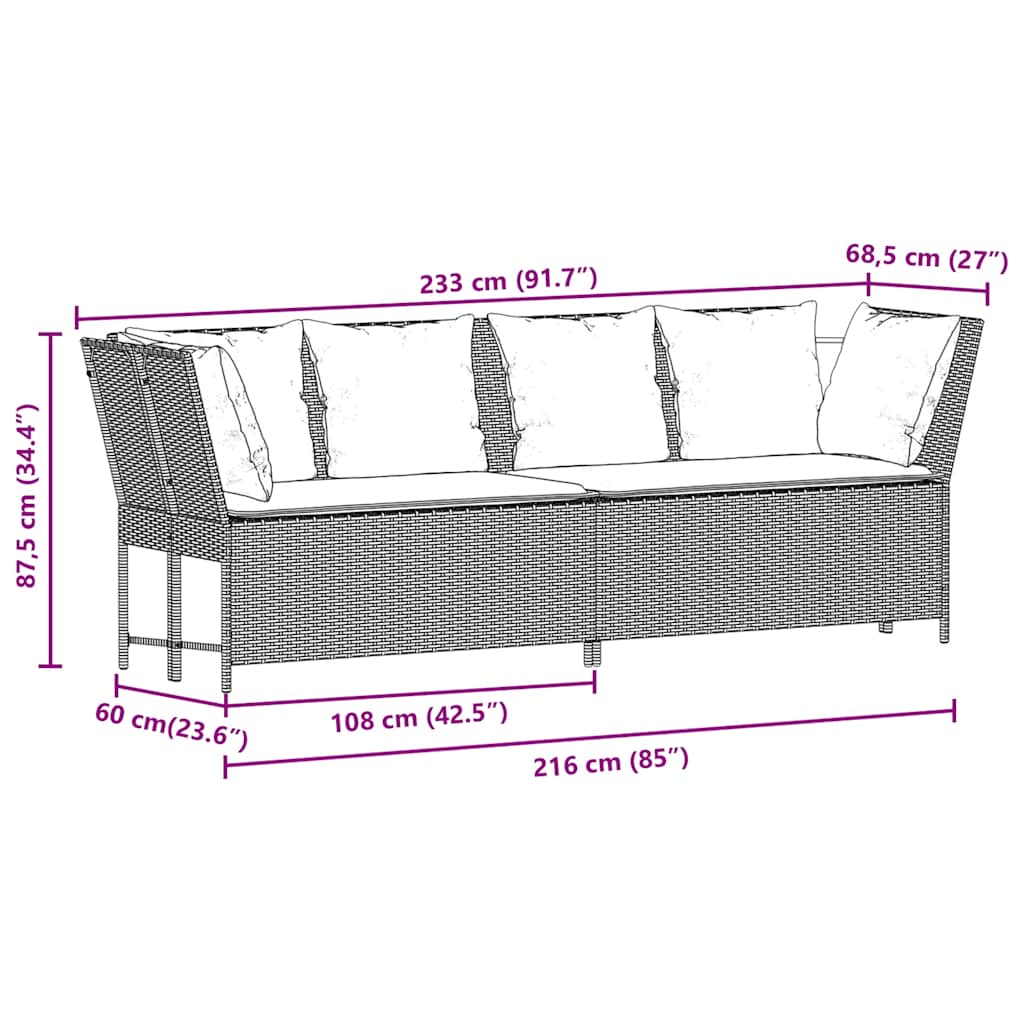 Tuinbank Met Kussens Poly Rattan