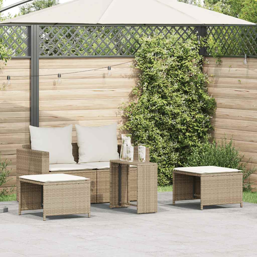5-Delige Tuinbankstel Met Kussens Stapelbaar Poly Rattan