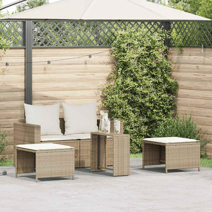 5-Delige Tuinbankstel Met Kussens Stapelbaar Poly Rattan