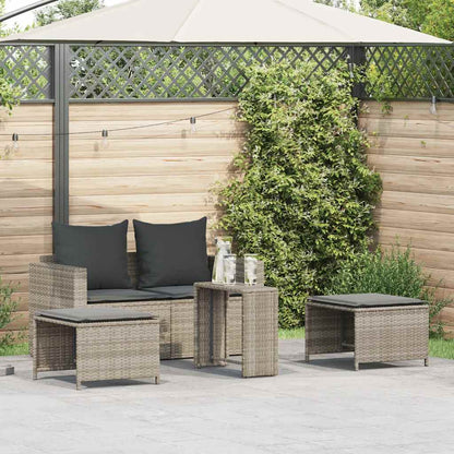 5-Delige Tuinbankstel Met Kussens Stapelbaar Poly Rattan