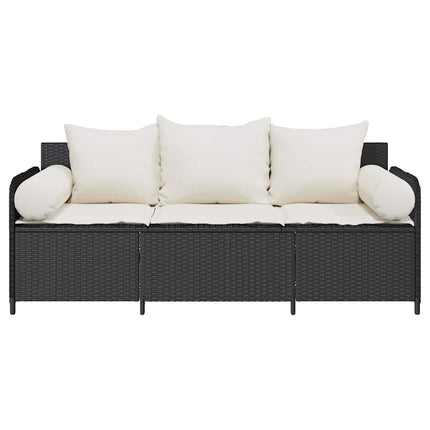 Tuinbank 3-Zits Met Kussens Poly Rattan