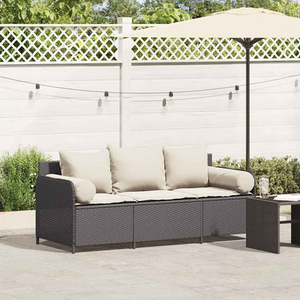 Tuinbank 3-Zits Met Kussens Poly Rattan