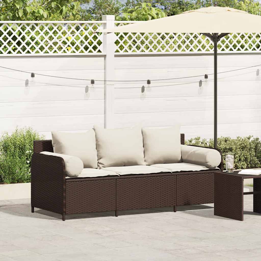 Tuinbank 3-Zits Met Kussens Poly Rattan