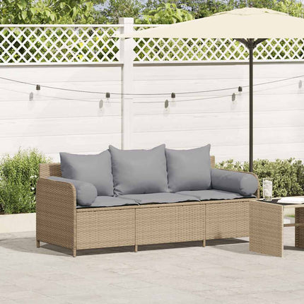Tuinbank 3-Zits Met Kussens Poly Rattan