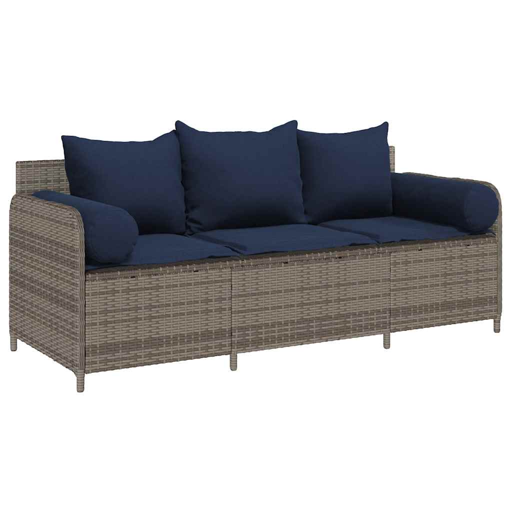 Tuinbank 3-Zits Met Kussens Poly Rattan