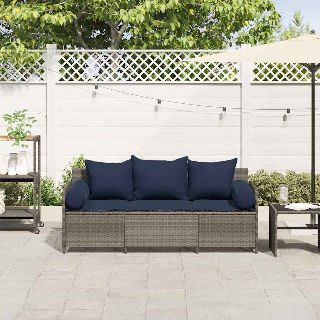 Tuinbank 3-Zits Met Kussens Poly Rattan