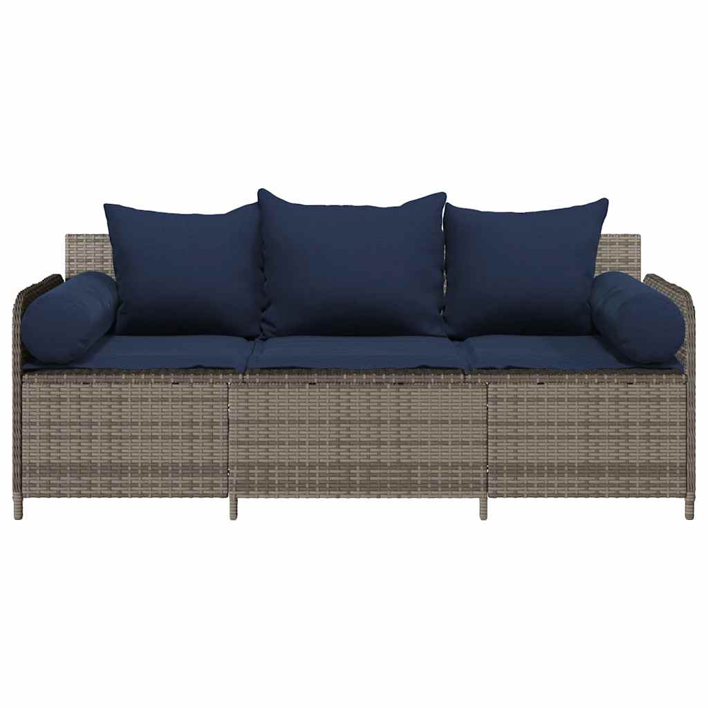 Tuinbank 3-Zits Met Kussens Poly Rattan