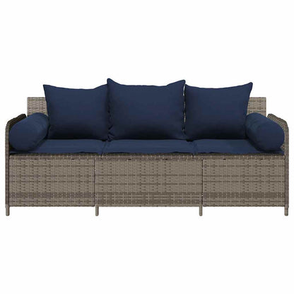 Tuinbank 3-Zits Met Kussens Poly Rattan