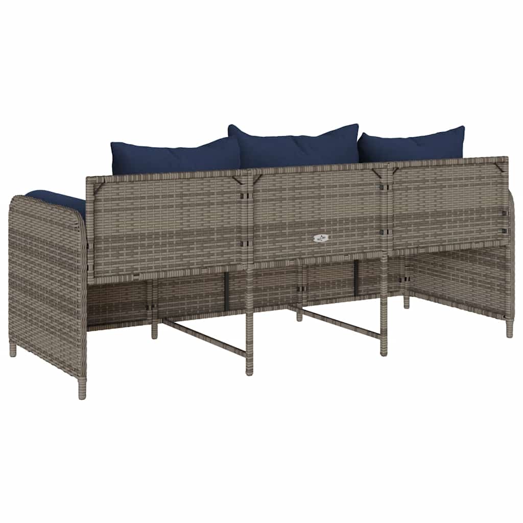 Tuinbank 3-Zits Met Kussens Poly Rattan