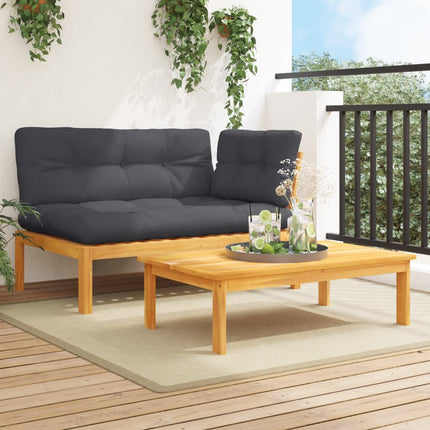 2-Delige Loungeset Pallet Met Kussens Massief Acaciahout