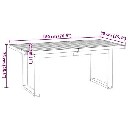 Eettafel Noain E Poten 180X90X75 Cm Massief Grenenhout Naturel