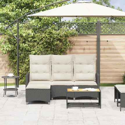 Verstelbare Tuinbank Met Kussens L-Vormig Poly Rattan