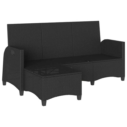 Verstelbare Tuinbank Met Kussens L-Vormig Poly Rattan