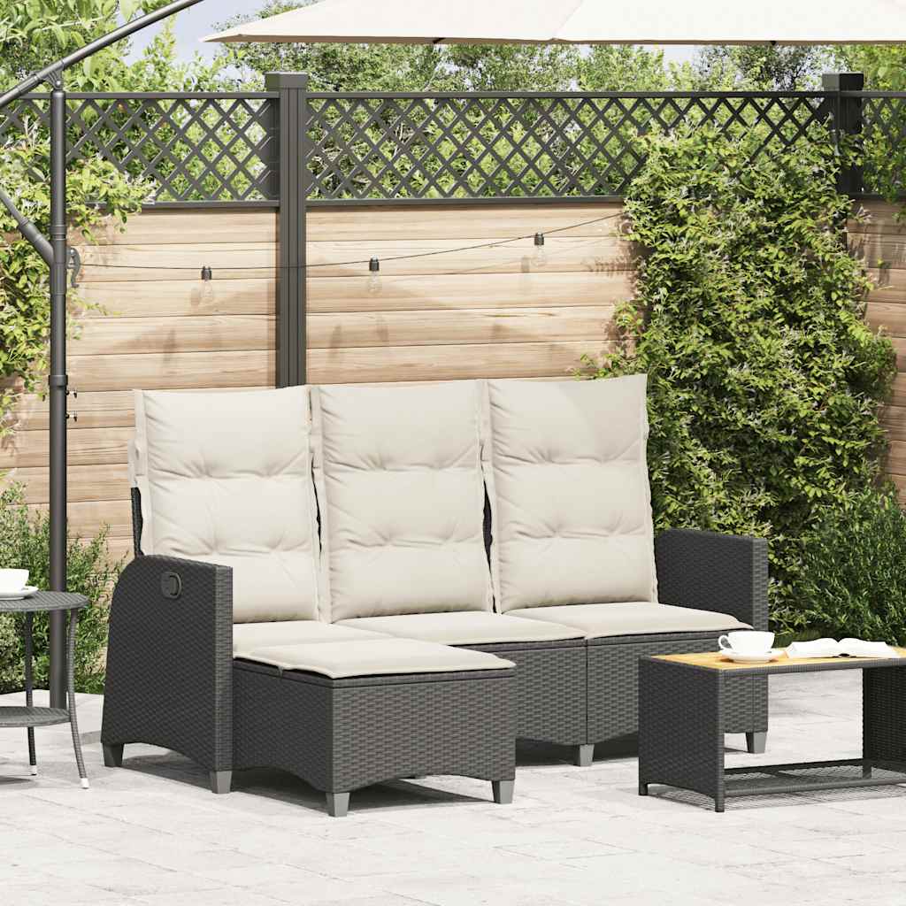 Verstelbare Tuinbank Met Kussens L-Vormig Poly Rattan