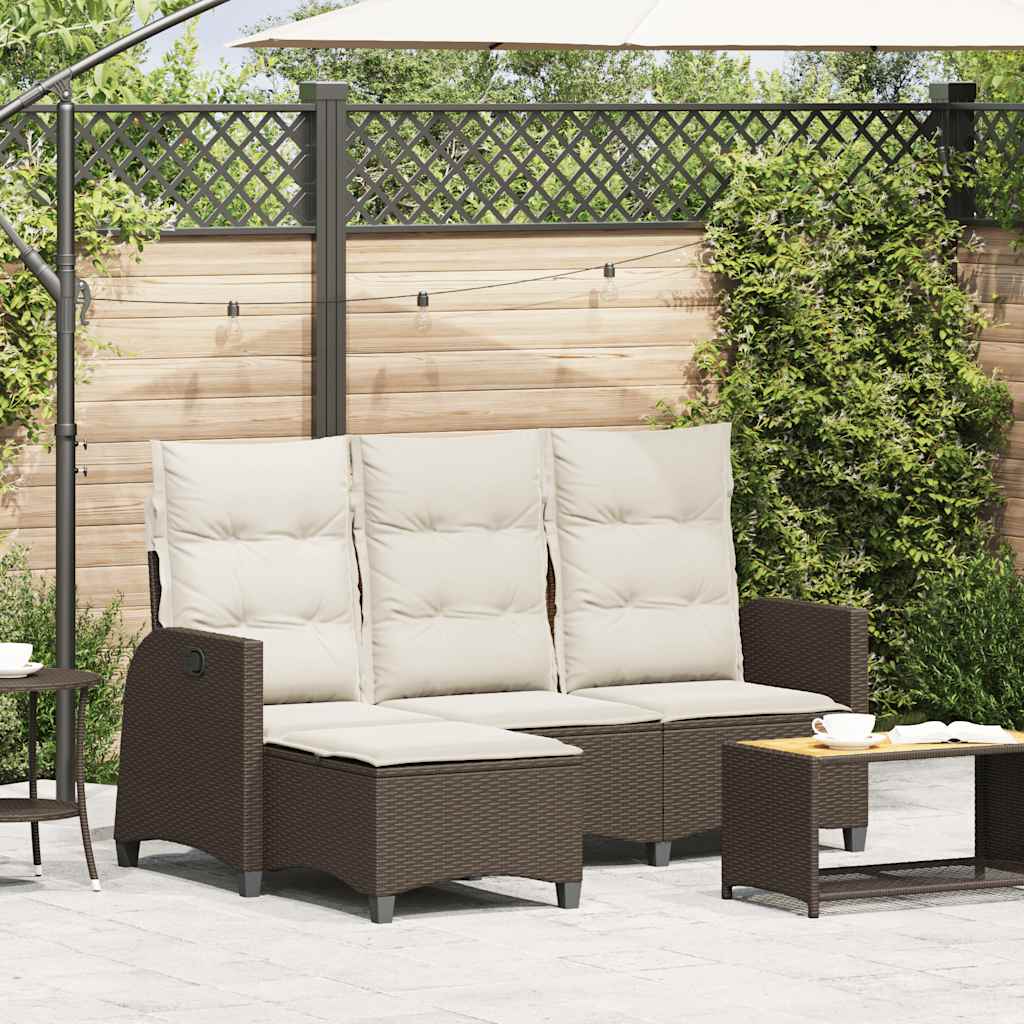 Verstelbare Tuinbank Met Kussens L-Vormig Poly Rattan