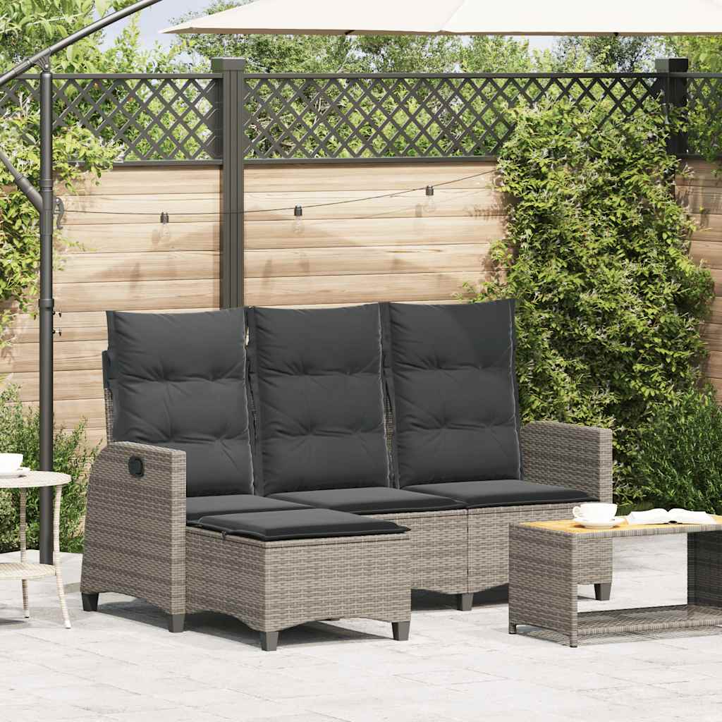 Verstelbare Tuinbank Met Kussens L-Vormig Poly Rattan