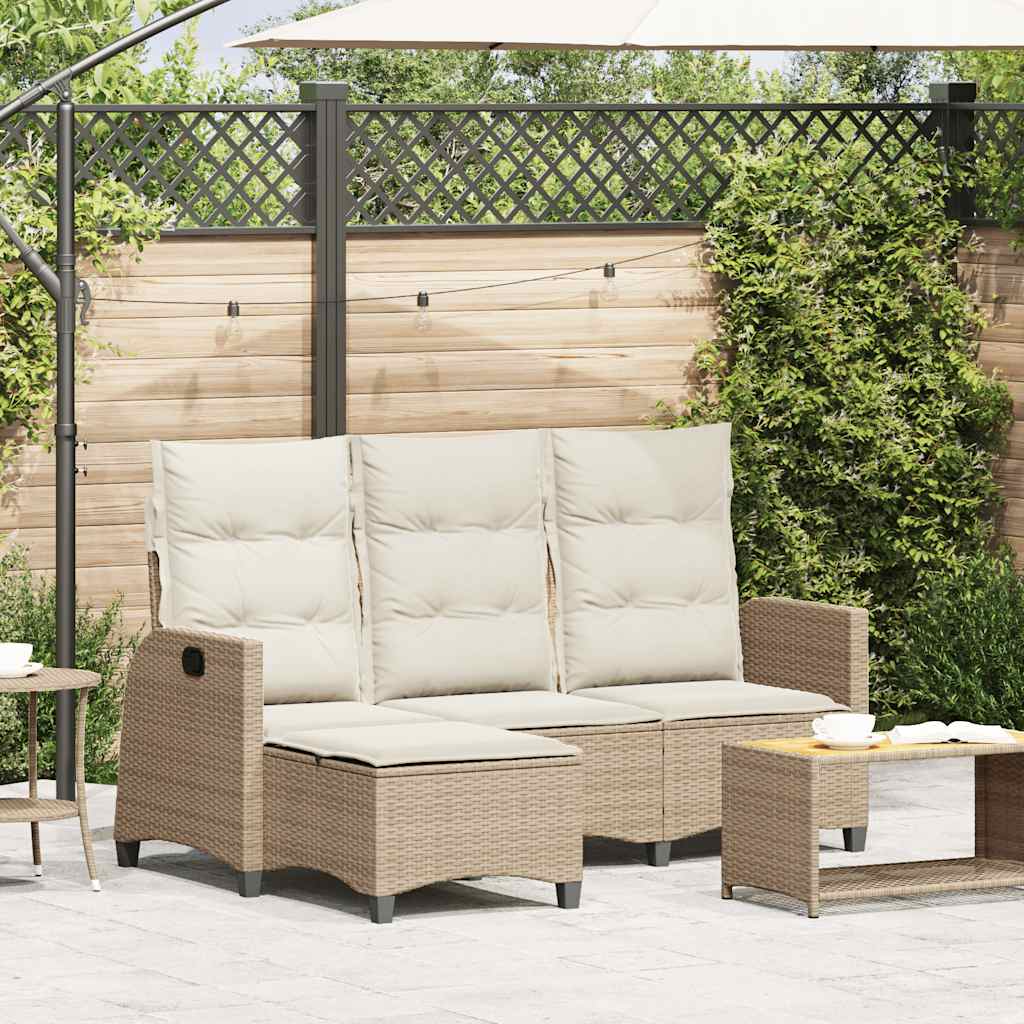 Verstelbare Tuinbank Met Kussens L-Vormig Poly Rattan