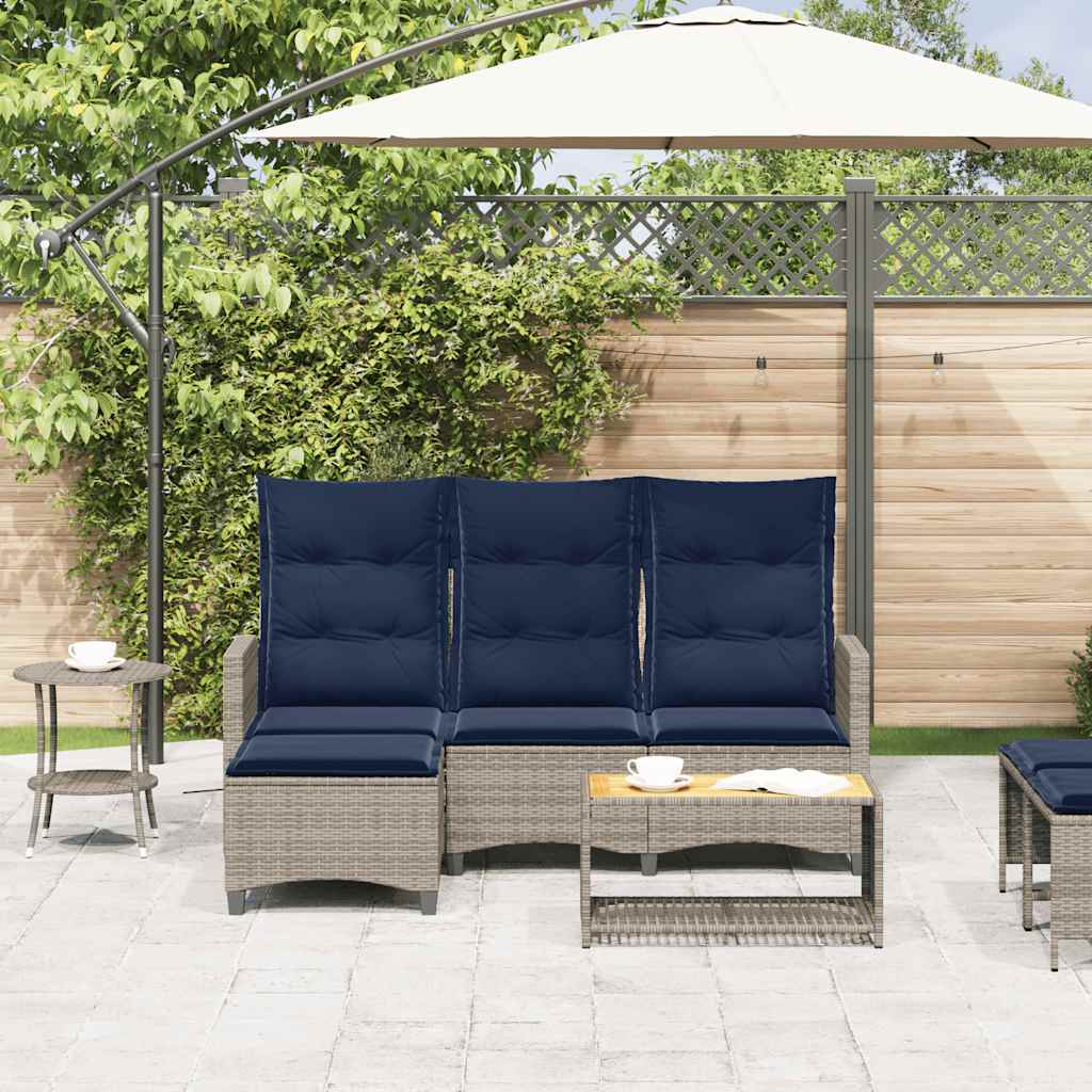 Verstelbare Tuinbank Met Kussens L-Vormig Poly Rattan